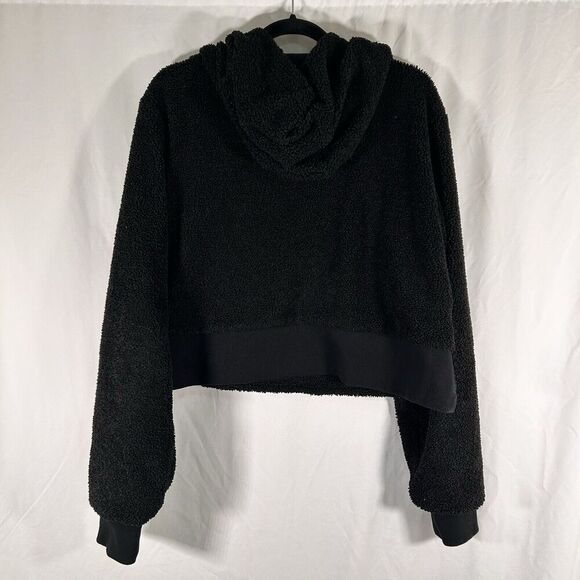 Gymshark Hoodie Women's Large Black Fleeve Cropped Drawstring Pullover - Picture 9 of 11